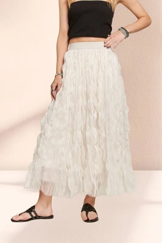 ADORA ELASTIC WAIST CLOUD FLUFFY MAXI SKIRT